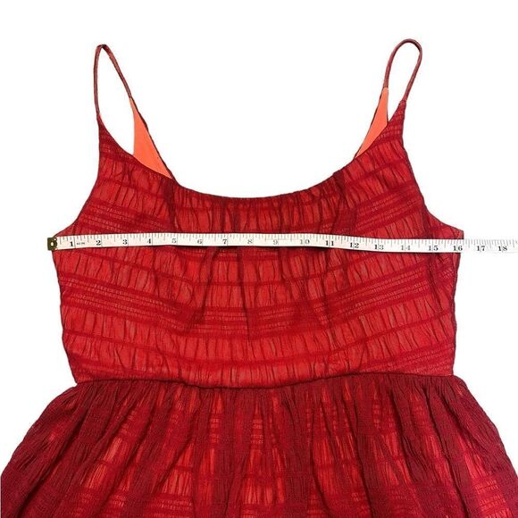 Fossil Red Lacey Mesh Midi Dress Size 4 - Picture 6 of 9